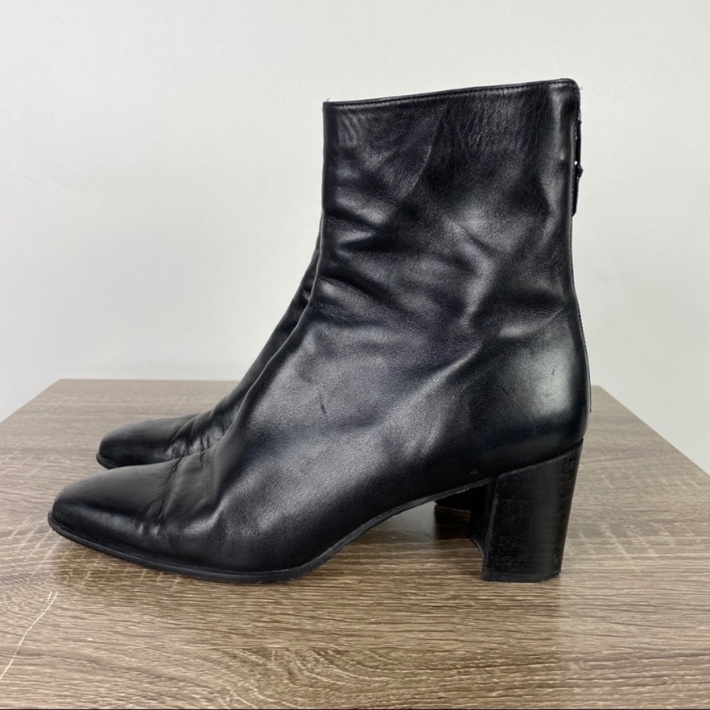 Stuart Weitzman Black Leather Ankle Boots